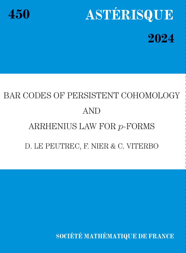 Bar codes of persistent cohomology and Arrhenius law for $p$-forms