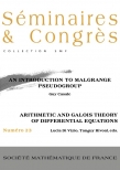 Arithmetic and Galois theories of diﬀerential equations