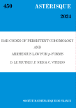 Bar codes of persistent cohomology and Arrhenius law for $ p$-formsBar codes of persistent cohomology and Arrhenius law for $ p$-forms