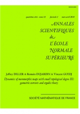 Dynamique des applications méromorphes de petit degré topologique III : courants géométriques et théorie ergodique