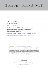 Sur les systèmes diﬀérentiels relativement spécialisables et l'existence d'équations fonctionnelles relatives