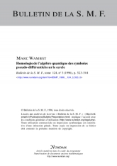 Homologie de l'algèbre quantique des symboles pseudo-diﬀérentiels sur le cercle