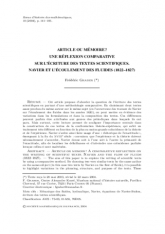 Article ou mémoire ? Une réﬂexion comparative sur l'écriture des textes scientiﬁques. Navier et l'écoulement des ﬂuides (1822–1827)