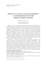 Russell et l'Universal Algebra de Whitehead : la géométrie projective entre ordre et incidence (1898–1903)