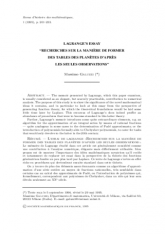 L'essai de Lagrange “Recherches sur la manière de former des tables des planètes d'après les seules observations”