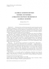 La géométrie algébrique de Noether à Noether — un chapitre oublié de l'histoire de la théorie