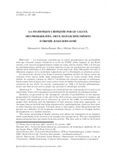 La statistique critiquée par le calcul des probabilités : deux manuscrits inédits d'Irenée Jules Bienaymé