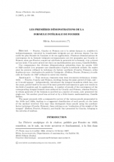 Les premières démonstrations de la formule intégrale de Fourier