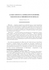 Lazare Carnot et la généralité en géométrie. Variations sur le théorème dit de Menelaus