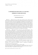 L'arithméticien Édouard Lucas (1842–1891) : théorie et instrumentation