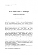 Perspective historique sur les rapports entre la théorie des modèles et l'algèbre. Un point de vue tendancieux