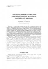 L'origine des méthodes multipas pour l'intégration numérique des équations diﬀérentielles ordinaires