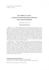 De Lambert à Cauchy : la résolution des équations littérales par le moyen des séries