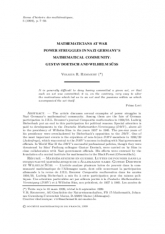 Mathématiciens en guerre. Luttes de pouvoir dans la communauté mathématique de l'Allemagne nazie : Gustav Doetsch et Wilhelm Süss