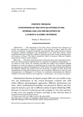 Penser positivement. Conception des nombres négatifs aux Pays-bas et réception du traité d'algèbre de Lacroix