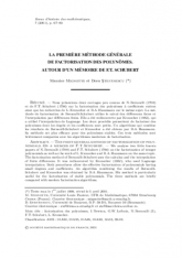 La première méthode générale de factorisation des polynômes. Autour d'un mémoire de F.T. Schubert