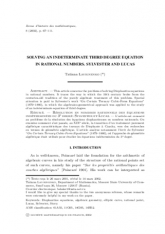 Résolution en nombres rationnels des équations indéterminées du 3e degré : Sylvester et Lucas