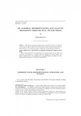 Algèbres de Lie, représentations, et semigroupes analytiques par champs de vecteurs duals