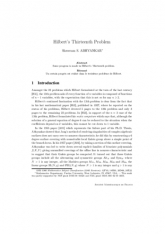 Hilbert's Thirteenth Problem