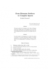 From Riemann Surfaces to Complex Spaces