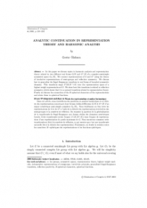 Prolongement analytique en théorie des représentations et analyse harmonique