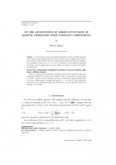 Sur le comportement asymptotique des fonctions de Green des opérateurs elliptiques à coeﬃcients constants