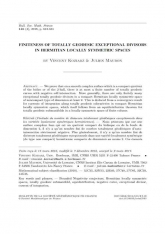 Finitude du nombre de diviseurs totalement géodésiques exceptionnels dans les variétés localement symétriques hermitiennes