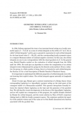 Exposé Bourbaki 1130 : Laplacien hypoelliptique géométrique et intégrale orbitale (d'après Bismut, Lebeau et Shen)