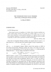 Exposé Bourbaki 1134 : Le théorème de la valeur moyenne de Vinogradov (d'après Wooley, et Bourgain, Demeter et Guth)