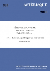 Exposé Bourbaki 1011 : Variétés hyperboliques de petit volume d'après D. Gabai, R. Meyerhoff, P. Milley, ...