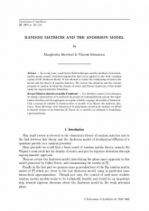 Matrices aléatoires et modèle d'Anderson