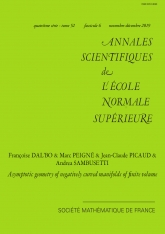 Géométrie asymptotique des variétés de volume fini à courbure négative