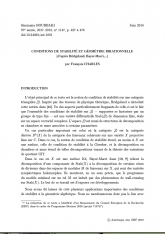 Exposé Bourbaki 1147 : Conditions de stabilité et géométrie birationnelle (d'après Bridgeland, Bayer-Macri,...)