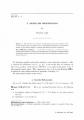 Polynômes modulaires