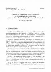 Exposé Bourbaki 973 : Aspects de l'indépendance algébrique en caractéristique non nulle