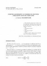 Exposé Bourbaki 968 : Compter (rapidement) le nombre de solutions d'équations dans les corps ﬁnis