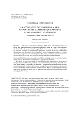 La $Spéculative$ $des$ $nombres$ (ca. 1475), un pont entre l'arithmétique pratique et ses fondements théoriques - Analyse et édition du texte