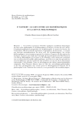 P. Tannery : le lien entre les mathématiques et la $Revue$ $Philosophique$