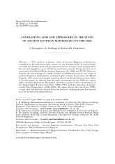 L’étude des mathématiques de l’Égypte ancienne dans les années 1920 :  des objectifs et des approches contrastés