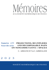 Projections, multiplicateurs et applications décomposables sur des espaces $\mathrm{L}^p$ noncommutatifs