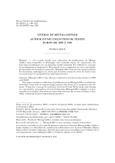 L'étoile de Mittag-Leffler autour d'une collection de textes écrits de 1898 à 1920