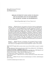 L'éducation française de Mihailo Petrović et son importance dans l'établissement de l'école mathématique petrovitchienne