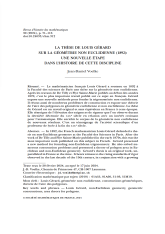 La thèse de Louis Gérard sur la géométrie non euclidienne (1892): une nouvelle étape dans l’histoire de cette discipline