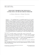 Théorèmes du point fixe pour des contractions topologiques et l'opérateur de Hutchinson