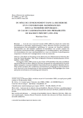 Du rôle de l'enseignement dans la recherche d'un universitaire mathématicien sous la Troisième République : le cas de l'axiomisation des probabilités de Maurice Fréchet (1929-1930)
