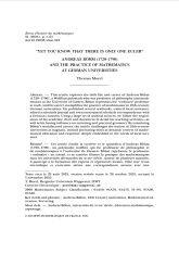« Et pourtant vous savez qu'il n'y a qu'un seul Euler ». Andreas Böhm (1720-1790) et la pratique des mathématiques dans les universités allemandes