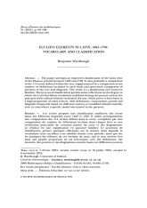 Les $Éléments$ d'Euclide, 1482-1703 : vocabulaire et classification