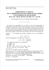 Corrigendum à l'article : Sur la représentation des entiers par les formes cyclotomiques de grand degré. Bull. Soc. Math. France 148 (2020), no. 2, 253-282